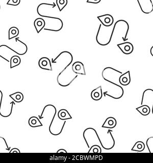 Map pin icon in flat style. gps navigation vector illustration on white isolated background. Locate position seamless pattern business concept. Stock Vector