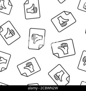 People hand with check mark icon in flat style. Accept vector illustration on white isolated background. Approval choice seamless pattern business con Stock Vector