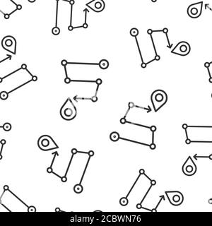 Map pin icon in flat style. gps navigation vector illustration on white isolated background. Locate position seamless pattern business concept. Stock Vector