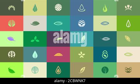 30 Abstract and creative natural themed logo design templates Stock Vector