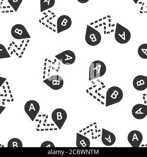 Map pin icon in flat style. gps navigation vector illustration on white isolated background. Locate position seamless pattern business concept. Stock Vector