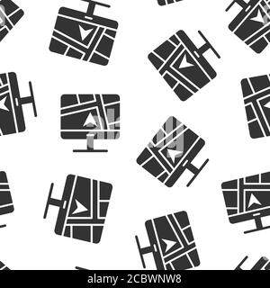 Computer navigation icon in flat style. Monitor pin gps vector illustration on white isolated background. City area location seamless pattern business Stock Vector