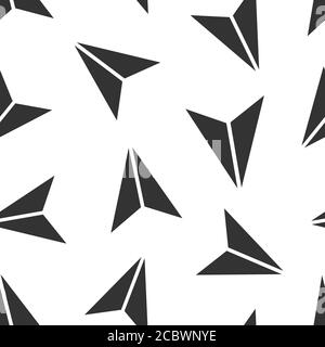 Paper plane icon in flat style. Sent message vector illustration on white isolated background. Air sms seamless pattern business concept. Stock Vector