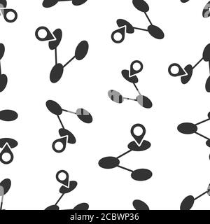 Map pin icon in flat style. Gps navigation vector illustration on white isolated background. Locate position seamless pattern business concept. Stock Vector