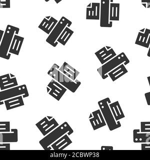 Office printer icon in flat style. Fax vector illustration on white isolated background. Text printout seamless pattern business concept. Stock Vector