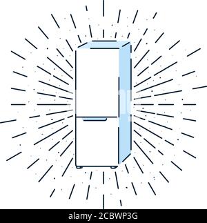 Refrigerator with sun rays vintage vector illustration Stock Vector