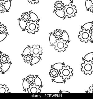 Workflow icon in flat style. Gear effective vector illustration on white isolated background. Process organization seamless pattern business concept. Stock Vector