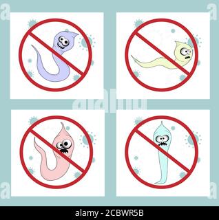 helminths, roundworms. intestinal parasites. warning sign parasitism , vector illustration. The concept of parasites in humans and humans. Stock Vector