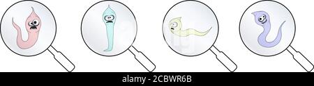 helminths, roundworms. intestinal parasites. warning sign parasitism , vector illustration. The concept of parasites in humans and humans. Stock Vector