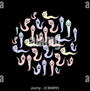 helminths, roundworms. intestinal parasites. warning sign parasitism , vector illustration. The concept of parasites in humans and humans. Stock Vector