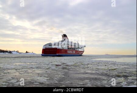 Car/passenger ferry Viking XPRS leaving Helsinki for Tallinn Stock Photo