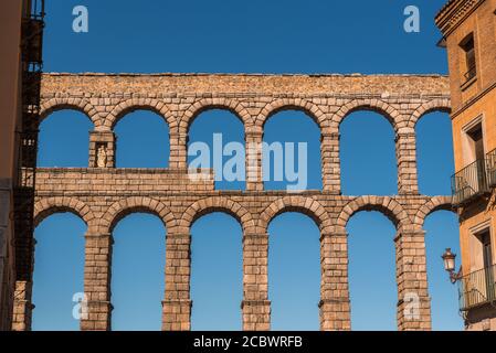 Roman aqueduct in Segovia Spain Stock Photo