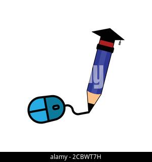 Online learning flat icon. Design template vector Stock Vector