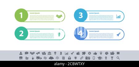 Infographic design business concept vector illustration with 4 steps or options or processes represent work flow or diagram or web button banner Stock Vector