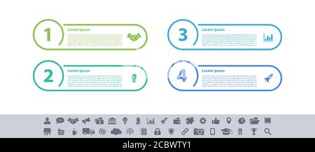 Infographic design business concept vector illustration with 4 steps or options or processes represent work flow or diagram or web button banner Stock Vector