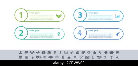 Infographic design business concept vector illustration with 4 steps or options or processes represent work flow or diagram or web button banner Stock Vector