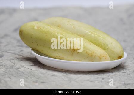 Side view of White cucumbers Stock Photo