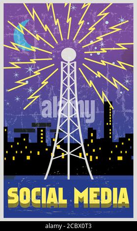 social media concept vector art illustration, sign, symbol,design element, or communication concept Stock Vector