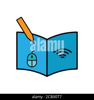 Online learning flat icon. Design template vector Stock Vector