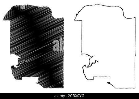 Surrey City (Canada, British Columbia Province) map vector illustration, scribble sketch City of Surrey map Stock Vector