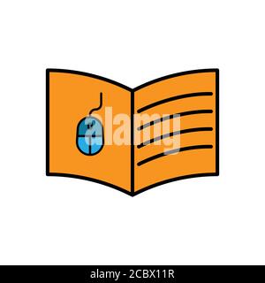 Online learning flat icon. Design template vector Stock Vector