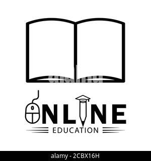 Education online line symbol with writ. Design template vector Stock Vector