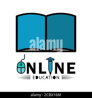 Education online flat icon with writ. Design vector Stock Vector