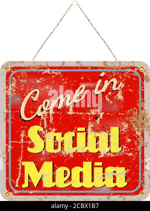 social media sign vector illustration, grungy style icon Stock Vector