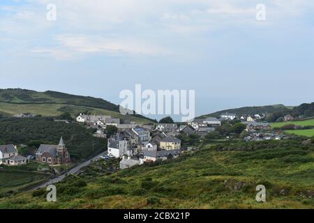 Summer 2020. View of Mortehoe Village, North Devon, England Stock Photo