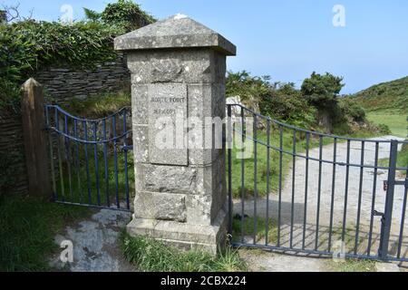 Summer 2020. Entrance Gates To Morte Point Memorial Park, Mortehoe, North Devon, England Stock Photo