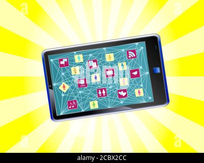 smartphone social media and social network concept Stock Vector