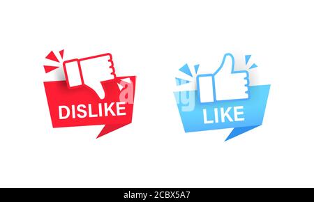 Like, dislike. Label with thumbs up icon. Sticker. Social media concept. Vector on isolated white background. EPS 10 Stock Vector