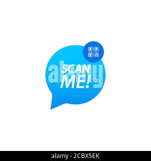 Scan me icon. Minimal qr code scan badge. Concept of technology for instant payment or tech pay method without money. Vector on isolated white Stock Vector
