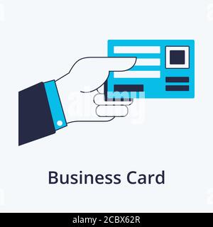 Concept of business card in flat line design. Icon in trend style. Modern vector illustration Stock Vector