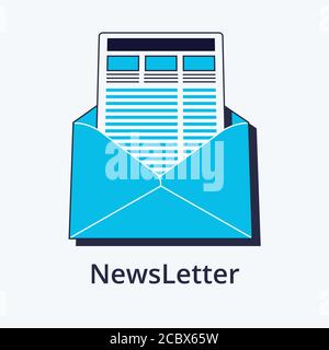 Concept of NewsLetter in flat line design. Icon in trend style. Modern vector illustration Stock Vector