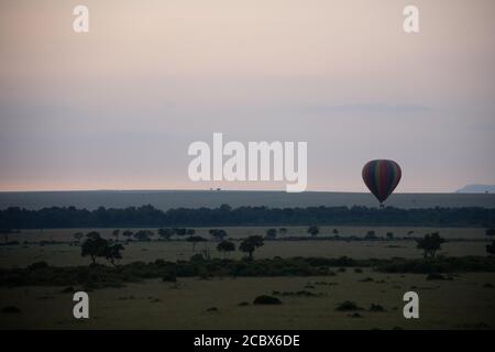 Awe-inspiring aerial views during a Serengeti balloon ride while on safari adventure in Africa Stock Photo