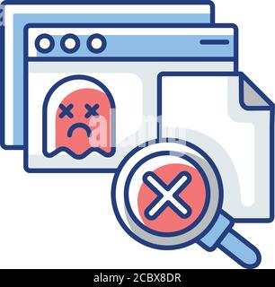 Page not found RGB color icon. 404 error message, problem notification. Bad web response, HTTP status code, failed website connection. Isolated vector Stock Vector