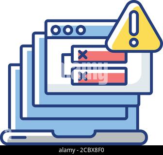 Internal server error RGB color icon. HTTP status code, 500 error warning message. Internet connection problem, website access failure. Isolated vecto Stock Vector