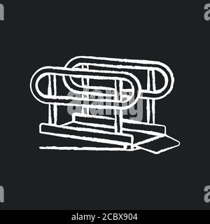 Wheelchair ramp chalk white icon on black background. Outdoor inclined plane. Wheelchair users accessibility. Disabled persons. City infrastructure. I Stock Vector