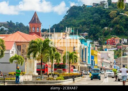 City center of caribbean town  Kingstown, Saint Vincent and the Grenadines Stock Photo