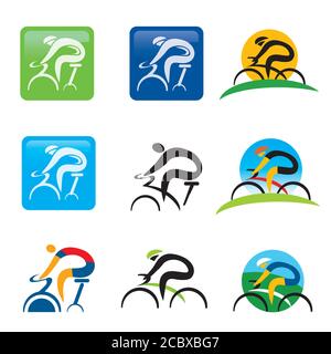 Spinning cycling icons web buttons. Set ofcolorful cycling and spining icons and web buttons.Vector available. Stock Vector