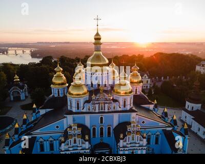 Kyiv, Ukraine aerial view : St. Michael's Golden-Domed Monastery