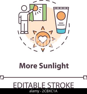 More sunlight concept icon. Biohacking advice, physical and mental health improvement idea thin line illustration. Healthy lifestyle tips. Vector isol Stock Vector