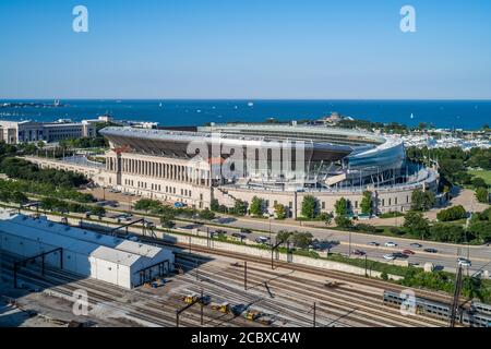 Aerial view of Soldier Field Stock Photo