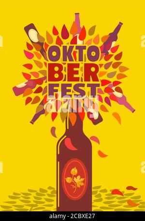 Oktoberfest flat color poster background template Stock Vector