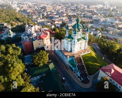 Aerial view of Kyiv St. Andrew's Church. Ukraine Stock Photo