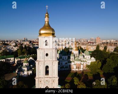 Saint Sophia's Cathedral in Kyiv, Ukraine. Aerial view Stock Photo