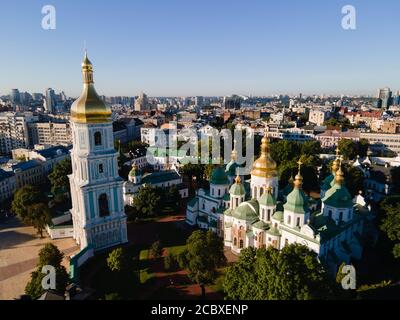 Saint Sophia's Cathedral in Kyiv, Ukraine. Aerial view Stock Photo