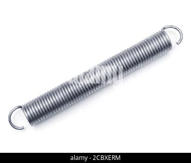 Steel compression spring on white Stock Photo