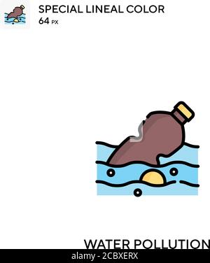 Water pollution Special lineal color vector icon. Water pollution icons ...